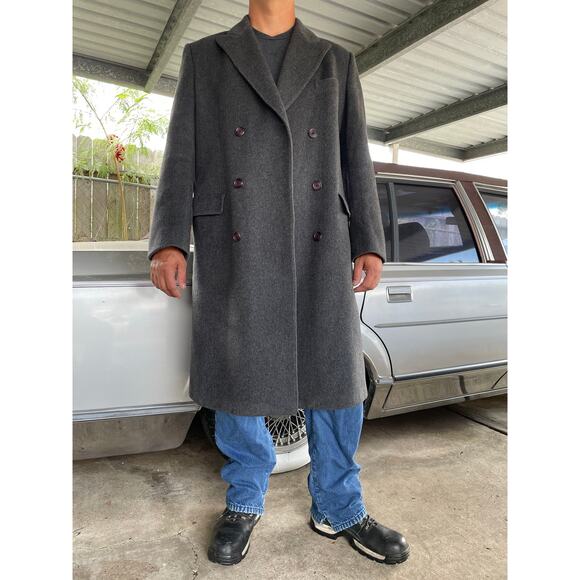 🔥Vintage Lord & Taylor Wool Cashmere Blend Classic Double Breasted Men Overcoat - Picture 2 of 16